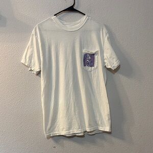 Comfort Colors White Short Sleeve Tee with Purple Paisley Pocket